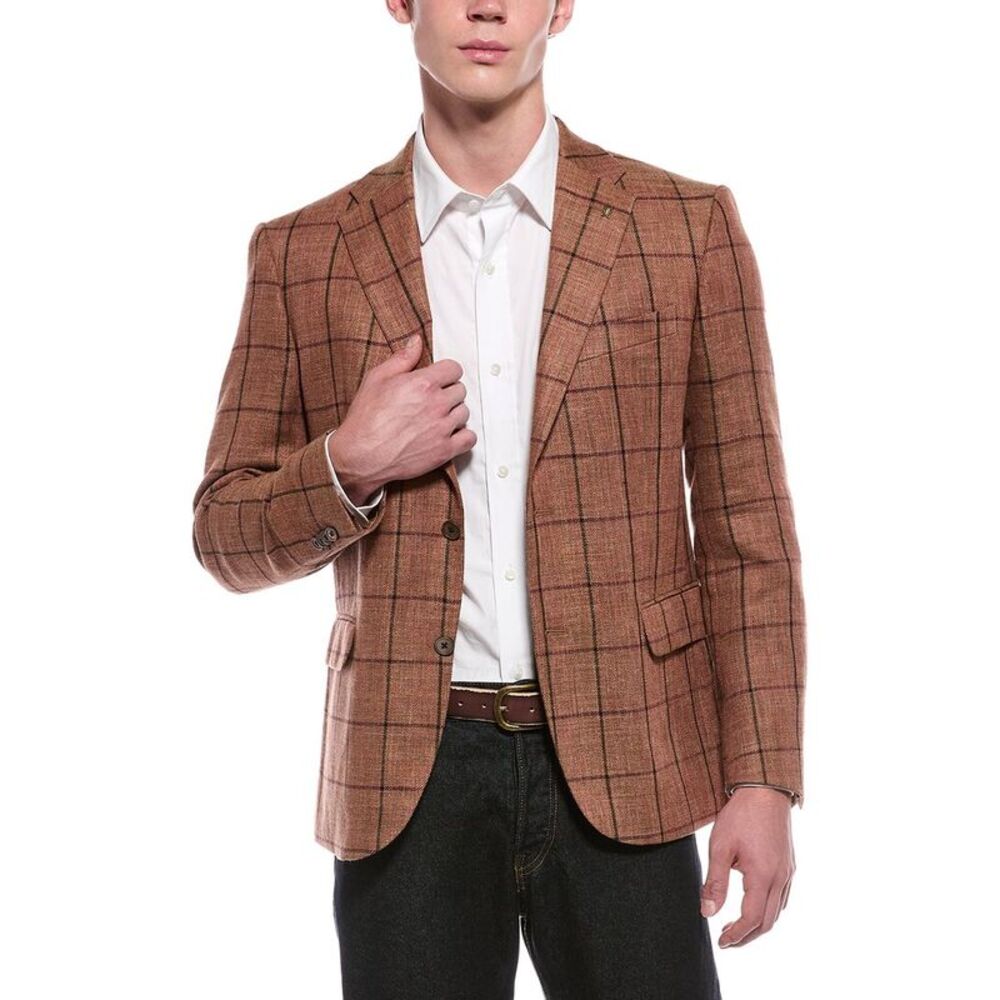 Corneliani Mens  Cc Collection Virgin Wool & Linen-Blend Jacket, Brown